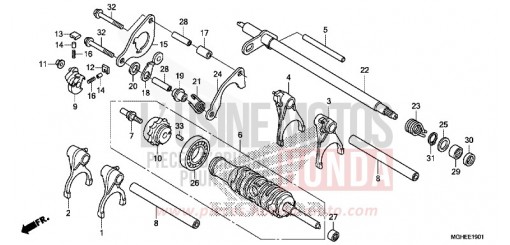 BARILLET DE SELECTION (VFR1200XD/XDA/XDL/XDS) VFR1200XDE de 2014